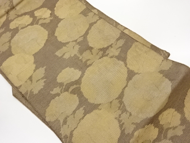 JAPANESE NAGOYA OBI FOR SUMMER / WOVEN ABSTRACT FLORAL PLANTS